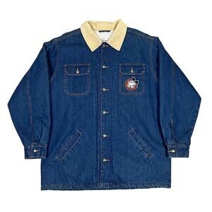 Vintage 90s Mickey Mouse Disney Sherpa Lined Denim Jacket Mens 2XL